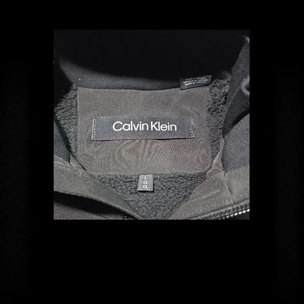 NWT Calvin Klein Men L Sherpa Lined Soft Shell Jacket Black Infinite Stretch 225